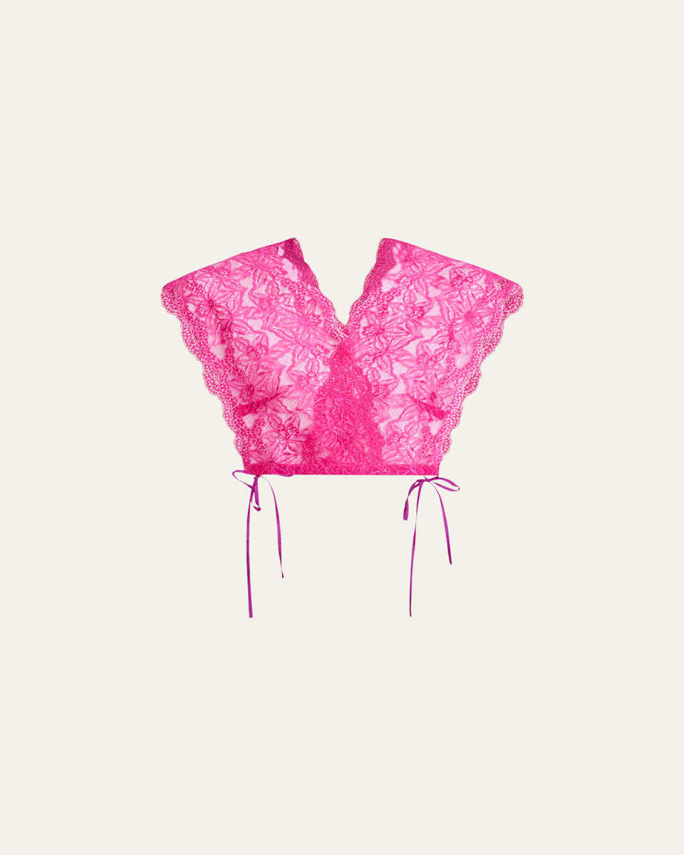 Cico Floral Lace Drawstring Crop Top